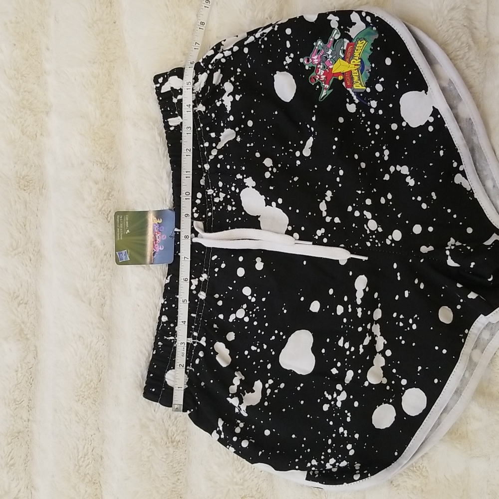 Power Rangers Black White Paint Splatter Shorts size L for girls and women - Picture 2 of 9